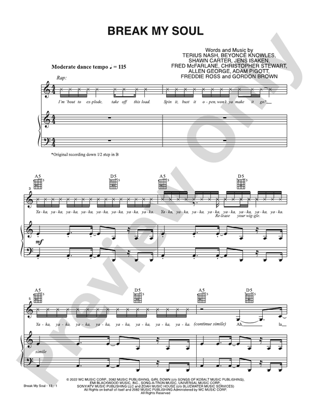 Break My Soul - Beyonce - PVG (Digital Download)