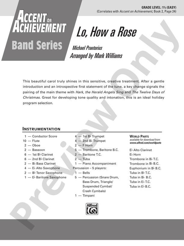 Lo, How a Rose - Concert Band Conductor Score & Parts (Digital Download)