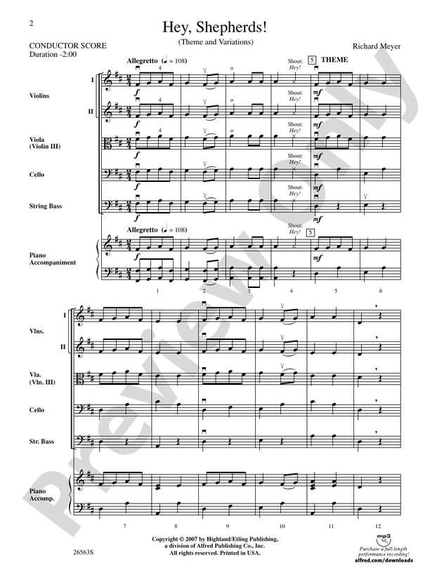 Hey, Shepherds! – String Orchestra Conductor Score & Parts (Digital Download)