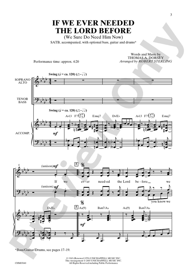 If We Ever Needed the Lord Before (We Sure Do Need Him Now) - SATB Choral Octavo (Digital Download)