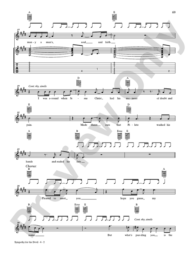 Sympathy for the Devil - Guitar TAB (Digital Download)
