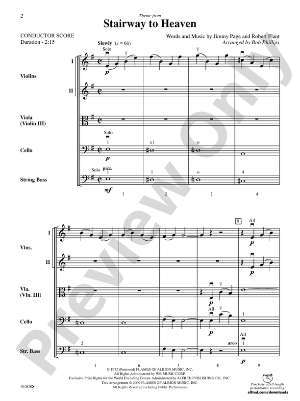 Stairway to Heaven, Theme from – String Orchestra Conductor Score & Parts (Digital Download)