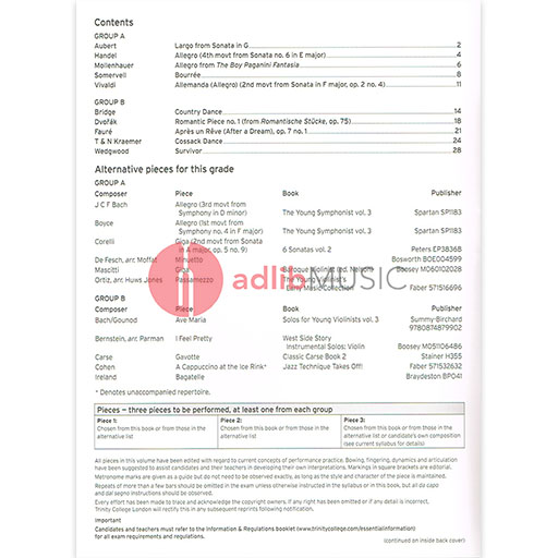 Trinity Violin 2016-19 Grade 5 Score & Part - Trinity - Trinity