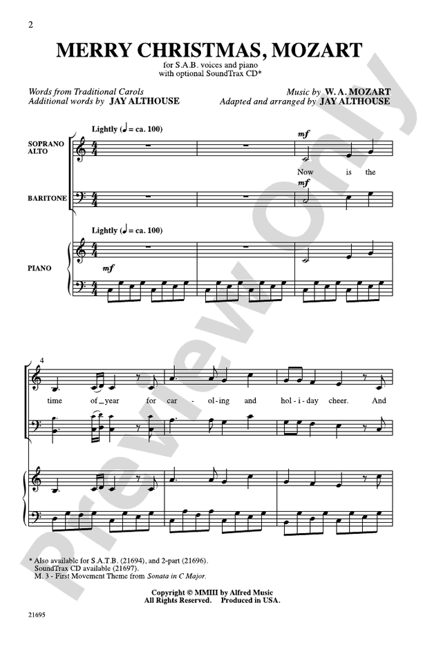 Merry Christmas, Mozart – SAB Choral Octavo (Digital Download)