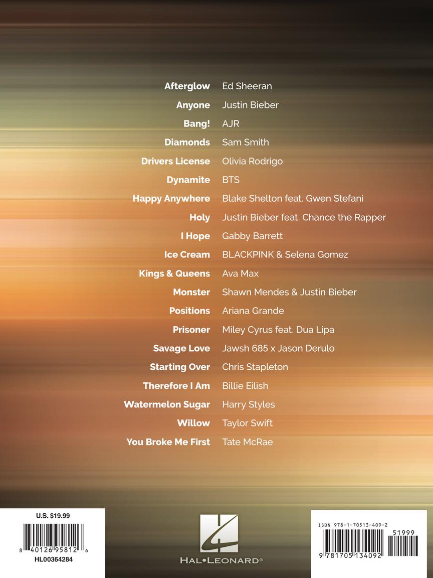 Chart Hits of 2020-2021 - 20 Top Singles - P/V/G - Hal Leonard