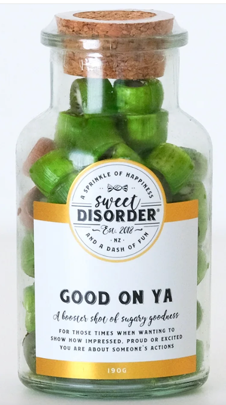 Sweet Disorder "Good On Ya" Jar of Kiwi Fruit Candy
