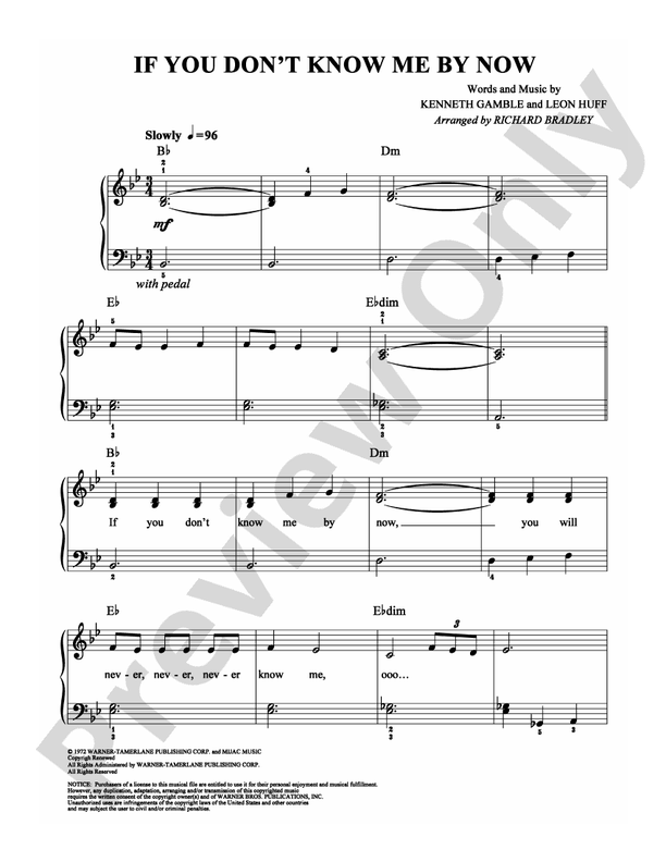 If You Don't Know Me By Now - Arr. Richard Bradley - Easy Piano (Digital Download)