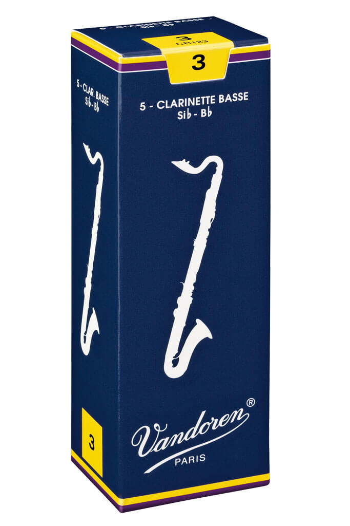 Vandoren Traditional Bass Clarinet Reeds, Strength 3, 5-Pack