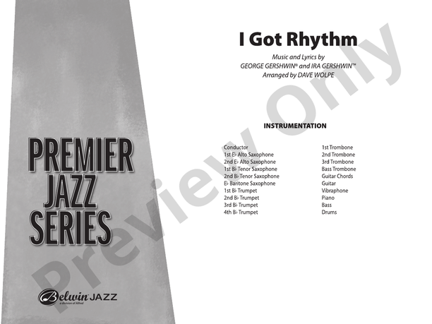 I Got Rhythm (Grade 4.5) - Jazz Ensemble Conductor Score & Parts(Digital Download)