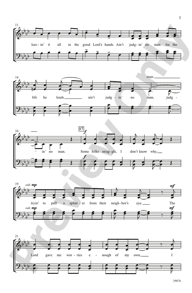 Ain't Judgin' No Man - SATB, a cappella Choral Octavo (Digital Download)