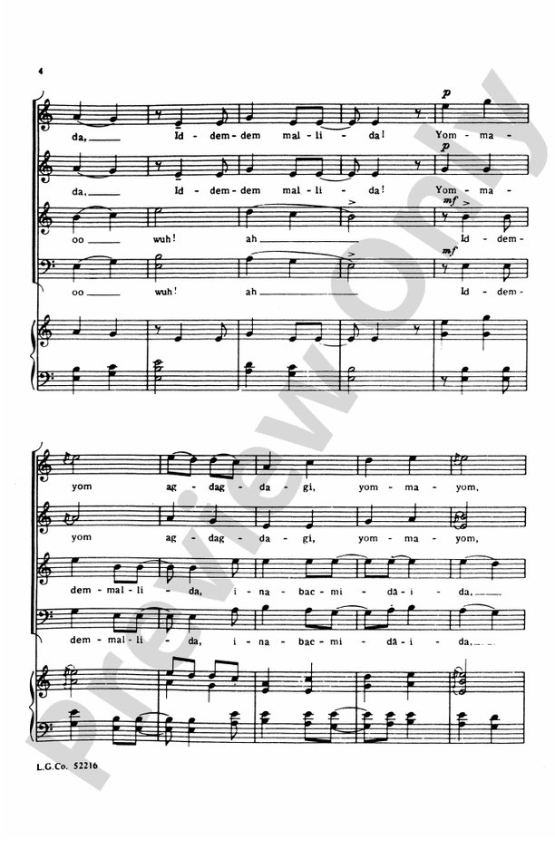 Iddem-dem Mallida – SATB Choral Octavo - Digital Sheet Music Download (Digital Download)