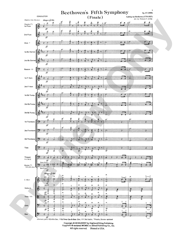 Beethoven's 5th Symphony, Finale – Full Orchestra Conductor Score & Parts (Digital Download)