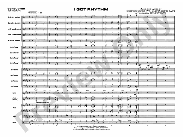 I Got Rhythm (Grade 4.5) - Jazz Ensemble Conductor Score & Parts(Digital Download)