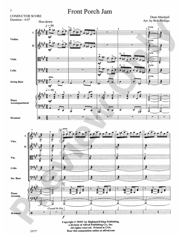 Front Porch Jam – String Orchestra Conductor Score & Parts (Digital Download)