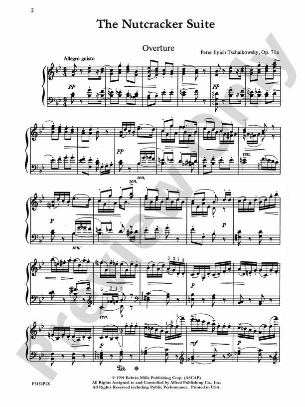 Tchaikovsky - The Nutcracker Suite, Op. 71A - Piano Solo (Digital Download)