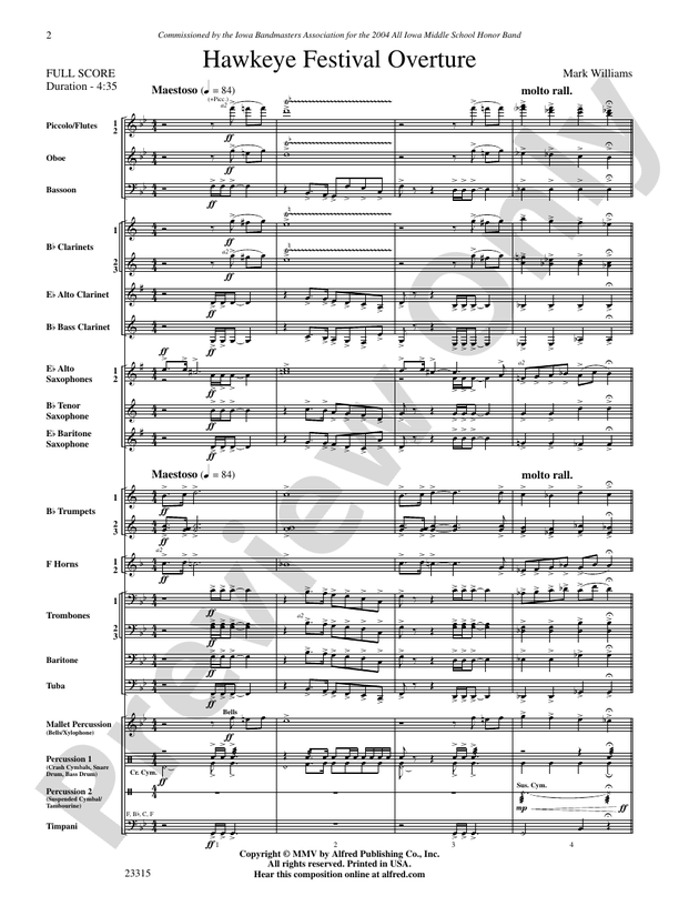 Hawkeye Festival Overture - Concert Band Conductor Score & Parts (Digital Download)