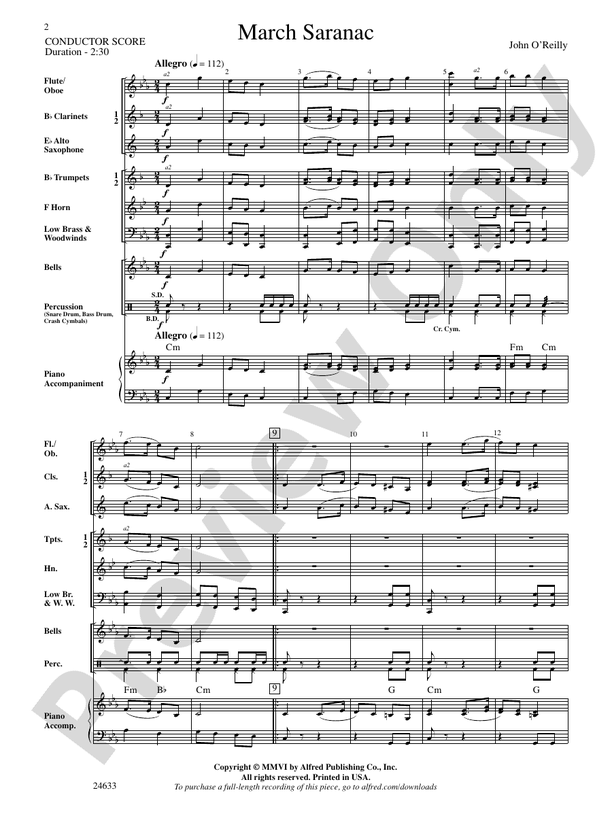 March Saranac - Concert Band Conductor Score & Parts (Digital Download)