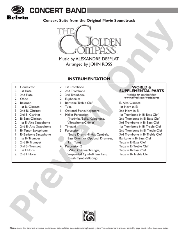 The Golden Compass - Concert Band Conductor Score & Parts (Digital Download)