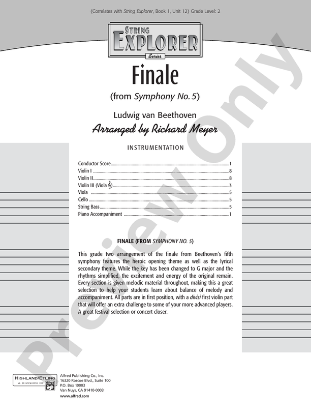 Finale (from Symphony No. 5) – String Orchestra Conductor Score & Parts (Digital Download)