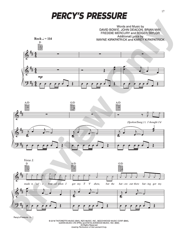 Percy's Pressure (from Smallfoot) - PVG (Digital Download)