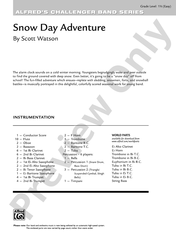 Snow Day Adventure - Concert Band Conductor Score & Parts (Digital Download)