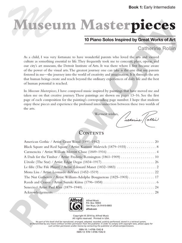 Museum Masterpieces, Book 1 - Piano (Digital Download)