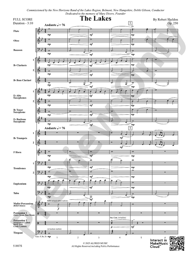 The Lakes - Concert Band Conductor Score & Parts(Digital Download)