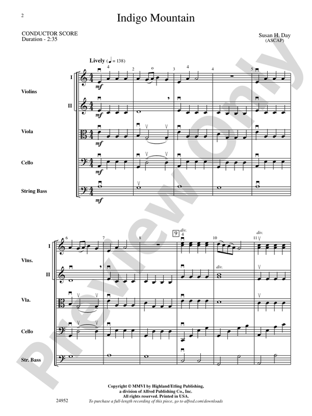 Indigo Mountain – String Orchestra Conductor Score & Parts (Digital Download)