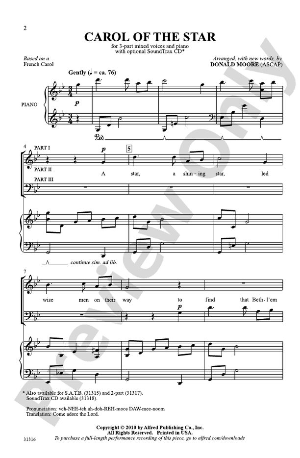 Carol of the Star – 3-Part Mixed Choral Octavo (Digital Download)