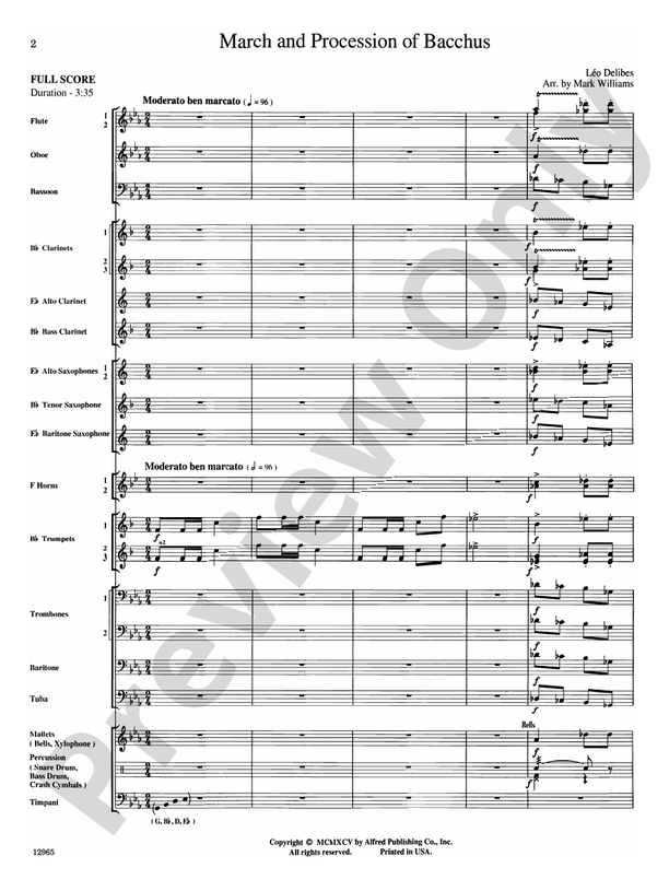 March and Procession of Bacchus (Grade 3) - Concert Band Conductor Score & Parts (Digital Download)
