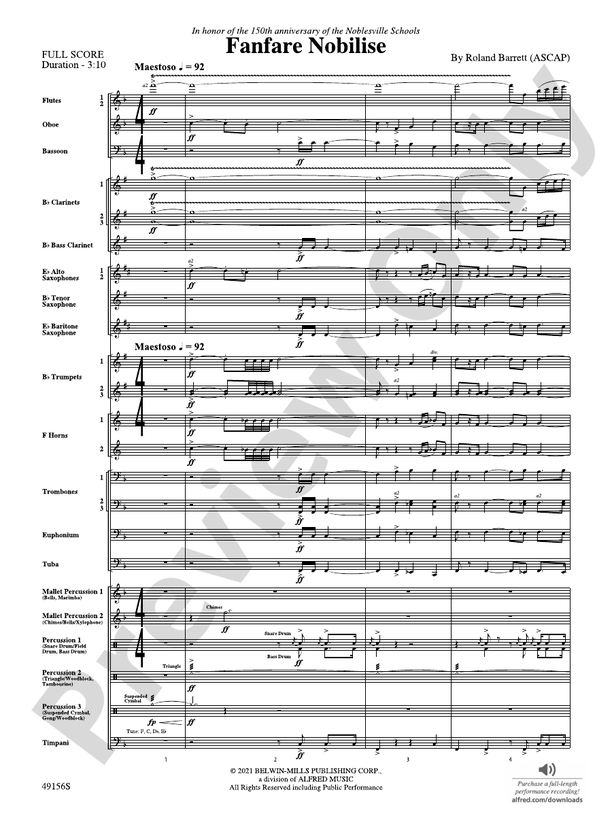 Fanfare Nobilise - Concert Band Conductor Score & Parts (Digital Download)