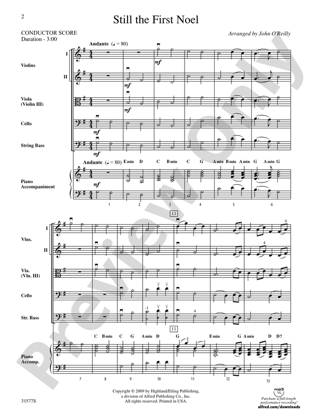 Still the First Noel – String Orchestra Conductor Score & Parts (Digital Download)