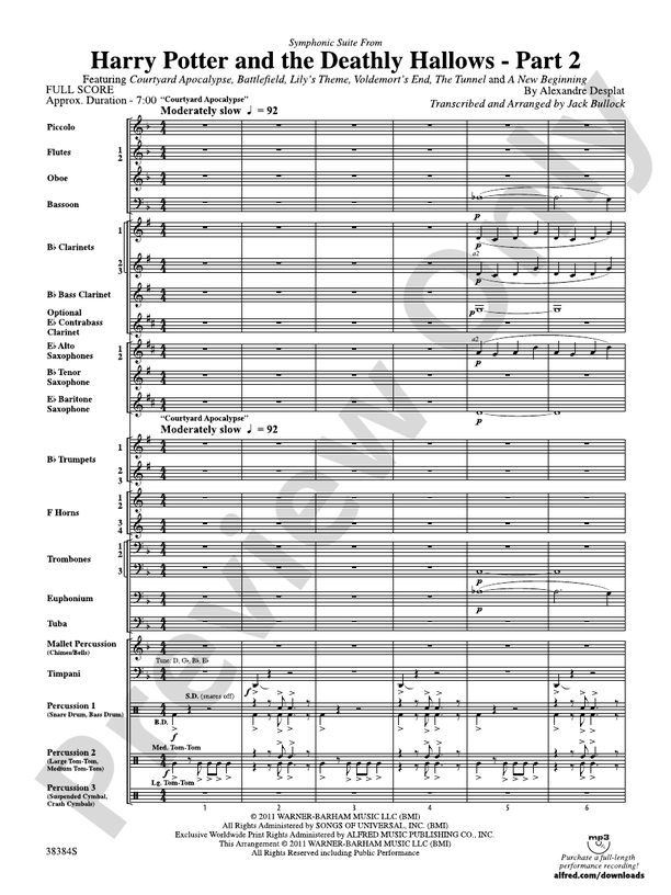 Harry Potter and the Deathly Hallows, Part 2, Symphonic Suite from - Concert Band Conductor Score & Parts (Digital Download)