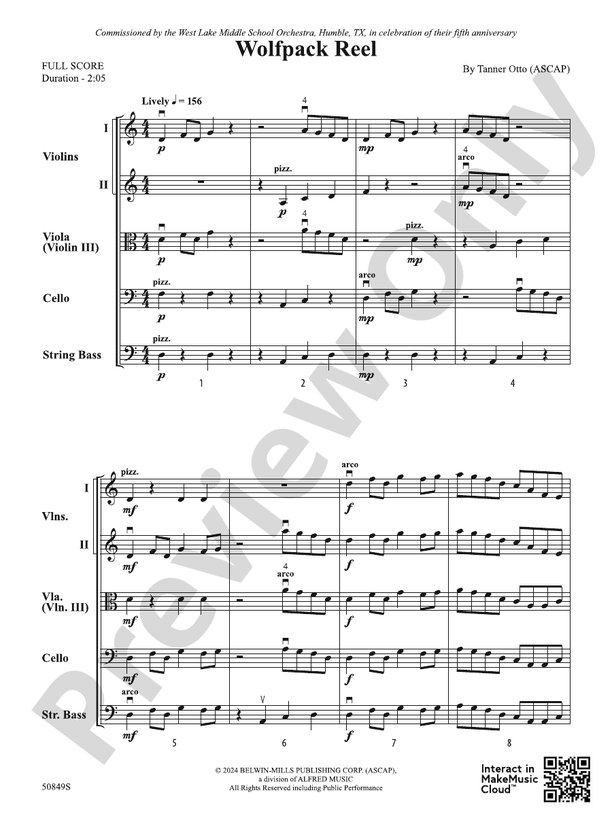 Wolfpack Reel – String Orchestra Conductor Score & Parts (Digital Download)