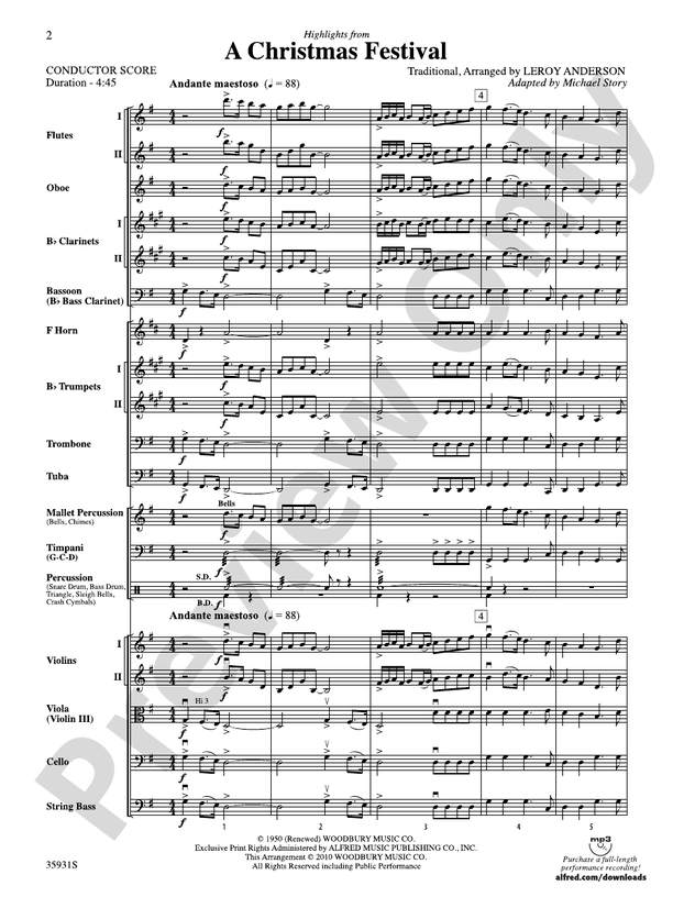A Christmas Festival, Highlights from – Full Orchestra Conductor Score & Parts (Digital Download)