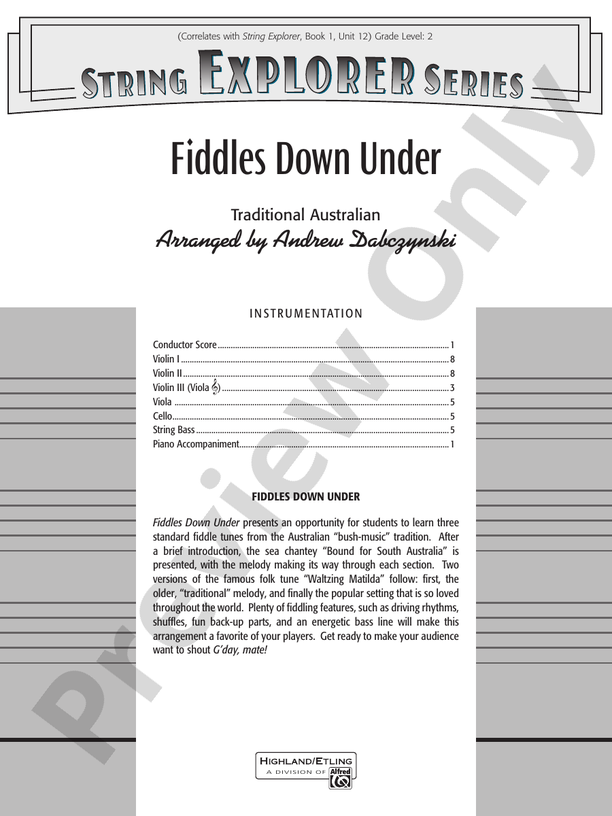 Fiddles Down Under – String Orchestra Conductor Score & Parts (Digital Download)