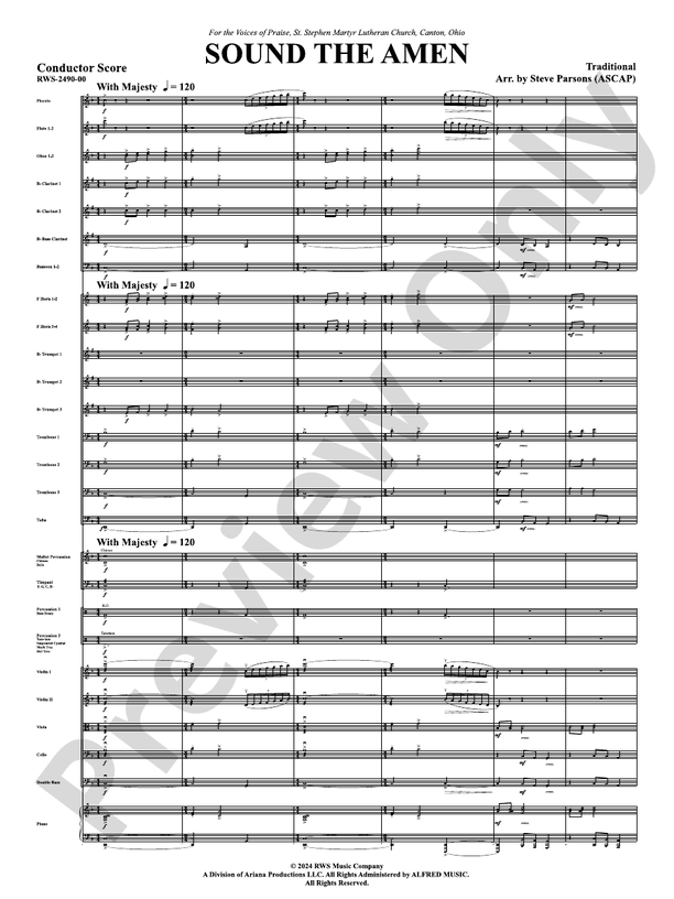 Sound the Amen - Full Orchestra Conductor Score & Parts (Digital Download)