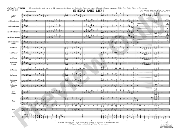 Sign Me Up! – Jazz Ensemble Conductor Score & Parts (Digital Download)