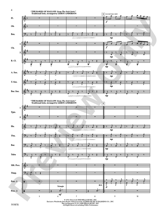 Leroy Anderson‚Äôs Irish Suite, Selections from - Concert Band Conductor Score & Parts (Digital Download)