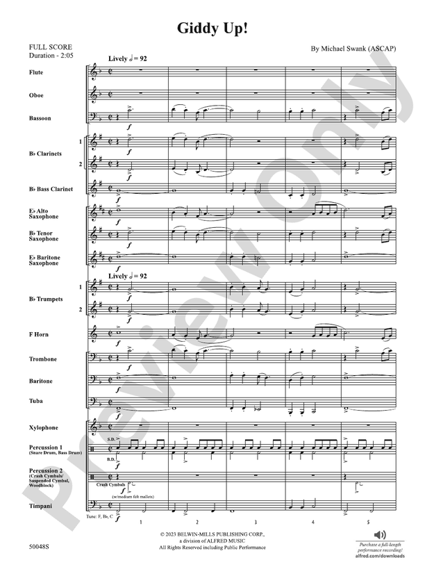 Giddy Up! - Concert Band Conductor Score & Parts (Digital Download)