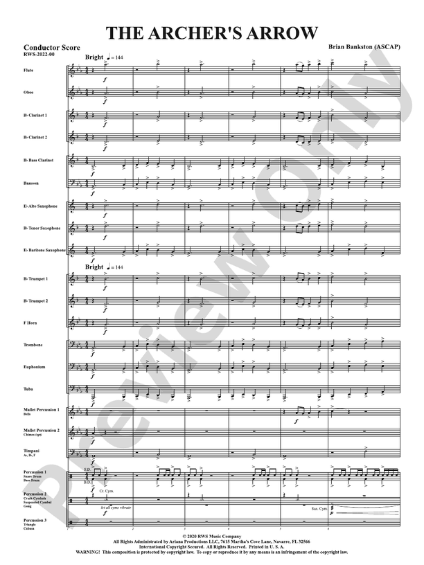The Archer's Arrow - Concert Band Conductor Score & Parts(Digital Download)