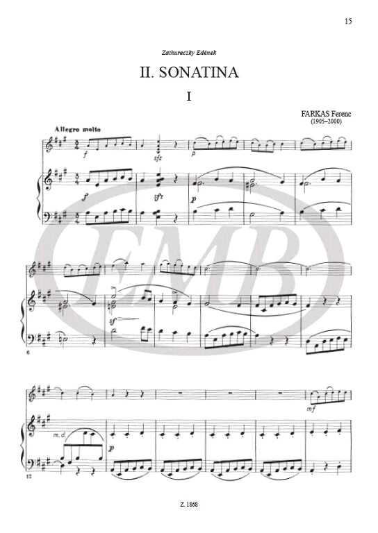 Farkas - 2 Sonatinas - Violin/Piano Accompaniment EMB Z1868