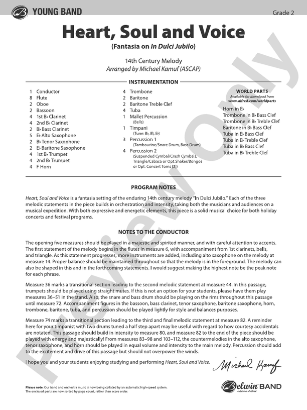 Heart, Soul, and Voice - Concert Band Conductor Score & Parts (Digital Download)