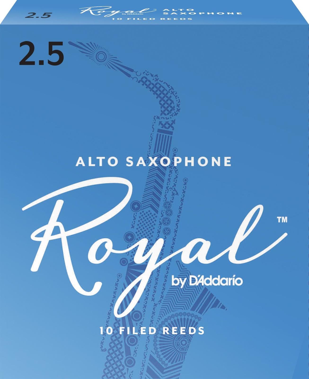 Royal Alto Sax Reeds, Strength 2.5, 10-Pack