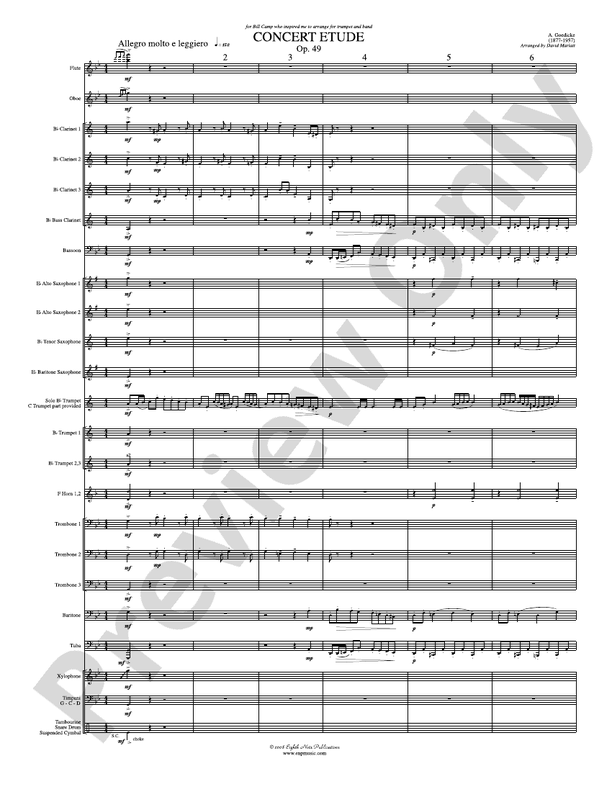 Concert Etude, Op. 49  (Solo Trumpet and Concert Band) - Concert Band Conductor Score & Parts (Digital Download)