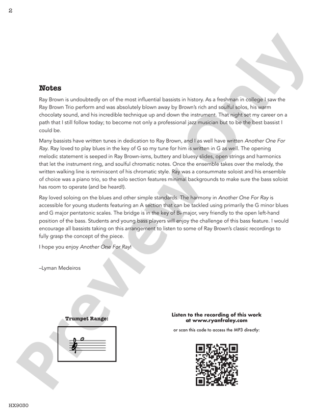 Another One for Ray – Jazz Ensemble Conductor Score & Parts (Digital Download)