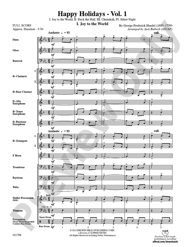 Happy Holidays---Vol. 1 - Concert Band Conductor Score & Parts (Digital Download)