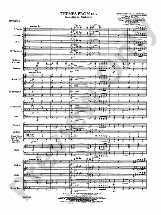 Themes from 007 – Full Orchestra Conductor Score & Parts (Digital Download)