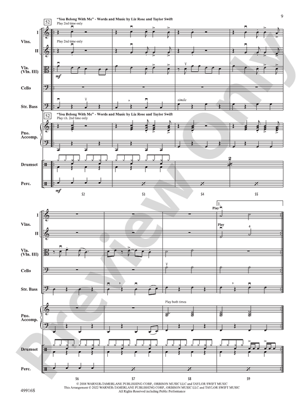 A Taylor Swift Duo - String Orchestra Conductor Score & Parts (Digital Download)