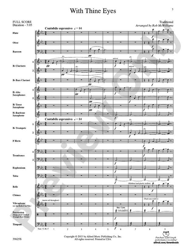 With Thine Eyes - Concert Band Conductor Score & Parts (Digital Download)